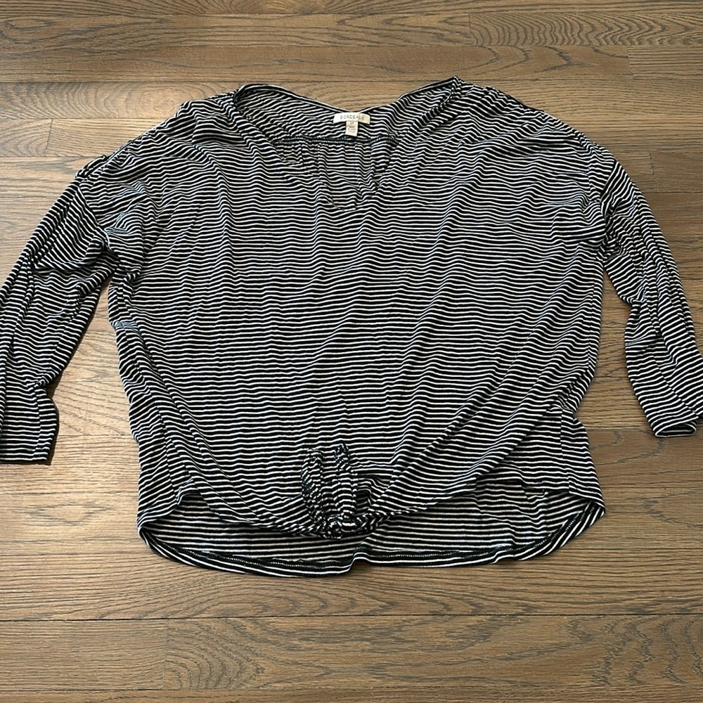 Bordeaux Women’s V-Neck Striped Shirt - Size Small